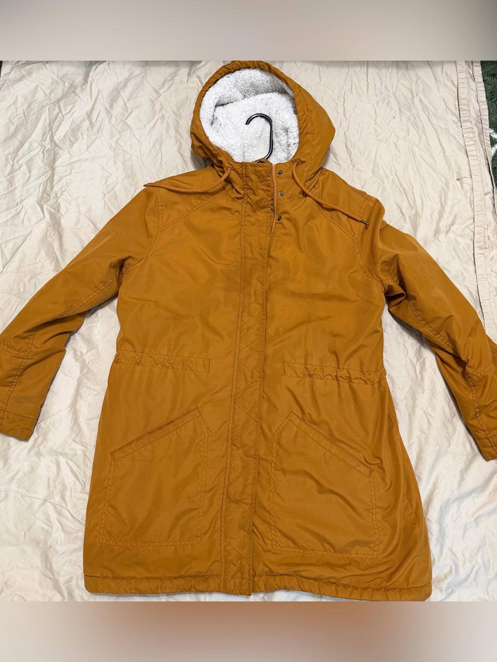 Old Navy Women's Hooded Trench Coat in Mustard Yellow